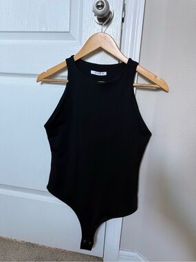 REORIA Black High Neck Bodysuit Size M